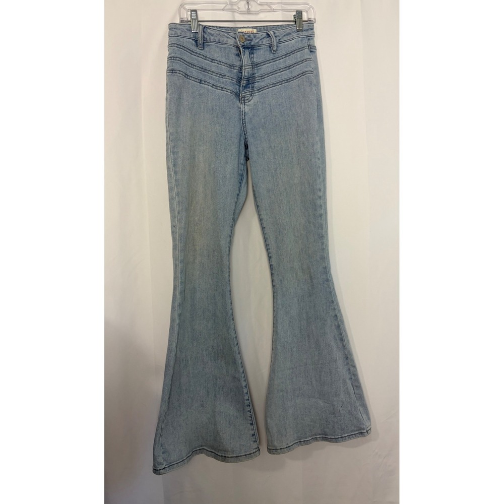 Shyanne Womens Light‎ Wash High Rise Front Yoke Flare Jeans Size 30 Regular
